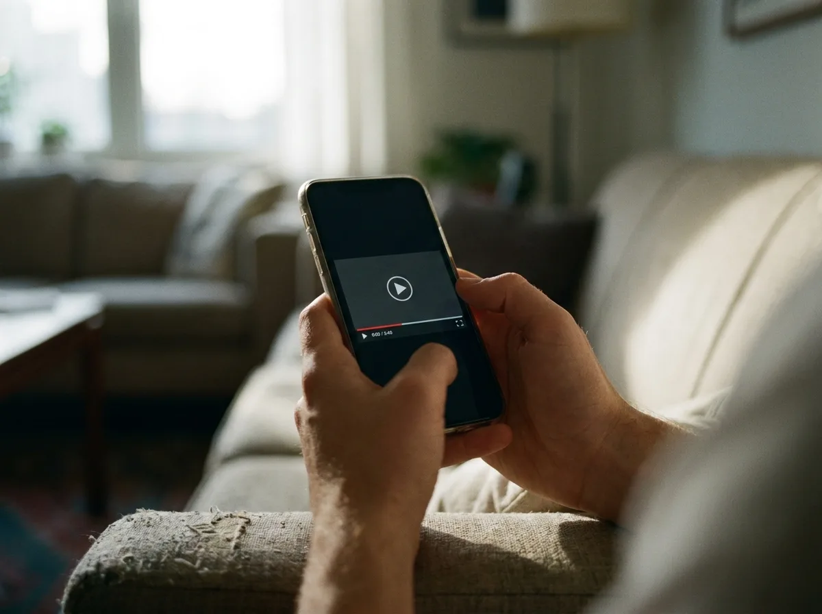 Application IPTV sur smartphone, lecture video en mobilite dans un salon